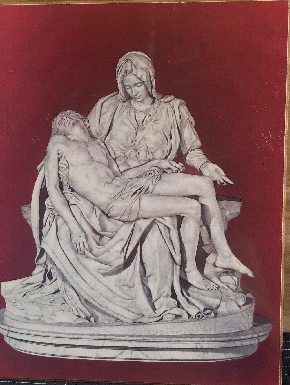 VINTAGE Framed PRINT MICHELANGELO PIETA MID CENTURY 1966 Jesus Mary - Picture 2 of 14